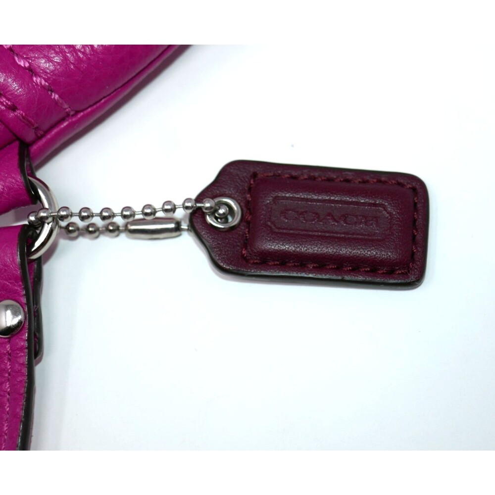 Coach Park Bright Magenta Pebbled Leather Medium Turn Lock Wristlet F49472 - Picture 6 of 13